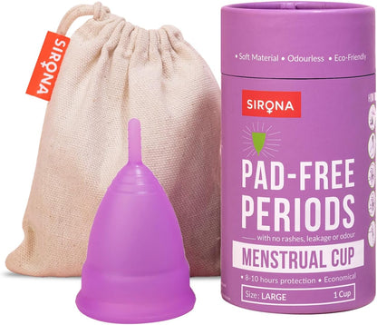Sirona Reusable Menstrual Cup | Medical-Grade Silicone | Ultra-Soft, Leak-Proof & Reusable Period Cup with Storage Pouch | Tampon & Pad Alternative