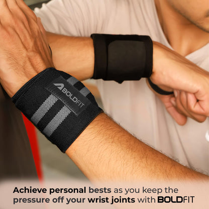 Boldfit Wrist Supporter for Gym Wrist Band for Men Gym & Women with Thumb Loop Straps - Wrist Wrap Gym Accessories for Men Hand Grip & Wrist Support Sports Straps for Gym
