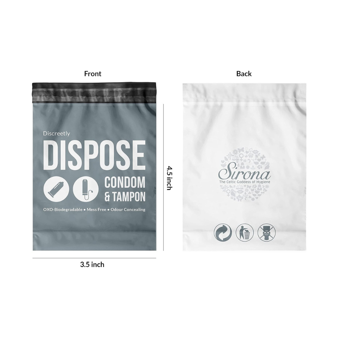 Sirona Condom & Tampon Disposal Bags | Leak-Proof, Odor-Locking Opaque Bags | Discreet Sanitary Disposal Bags for Tampons, Condoms & Small Personal Waste