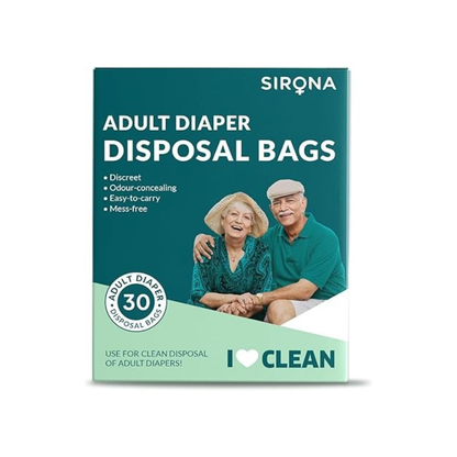 Sirona Premium Adult Diaper Disposable Bags - 30 Bags | Odor Sealing for Diapers, Food Waste, Pet Waste, Sanitary Product Disposal | Durable and Unsce