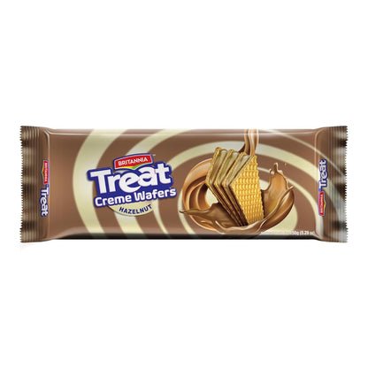 Britannia Treat Wafer Chocolate Flavor Crispy Layered Wafers with Rich Chocolate Cream Filling Indulgent Sweet Snack, Dessert- 150g (5.29 oz)
