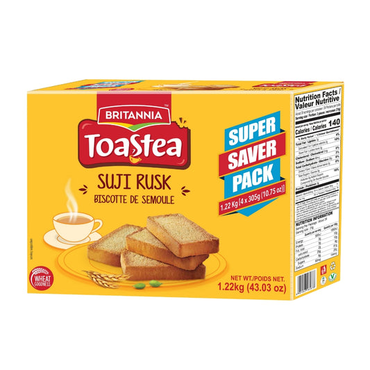 Britannia Wheat/Suji  Rusk 1.22Kg | Super Saver Pack | Crispy & Crunchy Pack for Breakfast