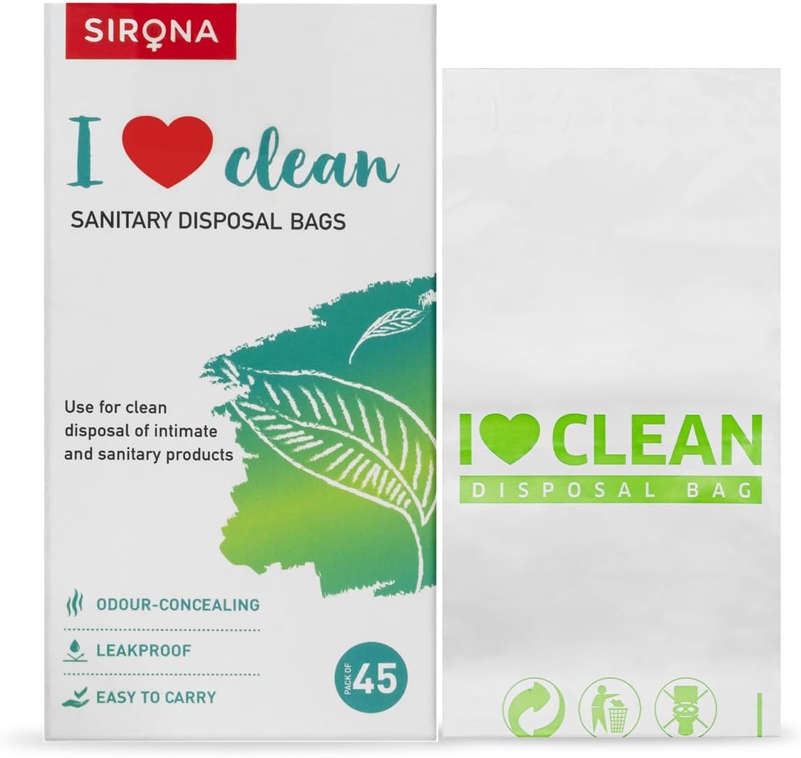 Sirona Personal Disposal Bags | Leak-Proof, Odor-Sealing & Oxo-Biodegradable Hygiene Disposal Bags | Discreet Bags for Sanitary Pads, Tampons, Panty Liners, Condoms & Personal Waste