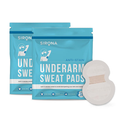 Sirona Disposable Underarm Sweat Pads | Self-Adhesive, High Absorbency Sweat Shields | Invisible Underarm Pads for Men & Women | Odor & Sweat Protection
