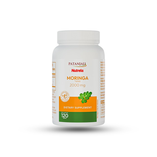 Patanjali Nutrela Moringa 2000mg Tablets - Natural Superfood Supplement for Energy, Immunity & Daily Wellness - 120 Vegetarian Tablets
