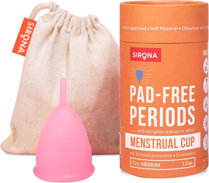 Sirona Reusable Menstrual Cup | Medical-Grade Silicone | Ultra-Soft, Leak-Proof & Reusable Period Cup with Storage Pouch | Tampon & Pad Alternative