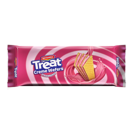 Britannia Treat Wafer Strawberry Flavor Crispy Layered Wafers with Rich Strawberry Cream Filling Indulgent Sweet Snack, Dessert & Treat Individually Wrapped 28oz (Pack of 10)