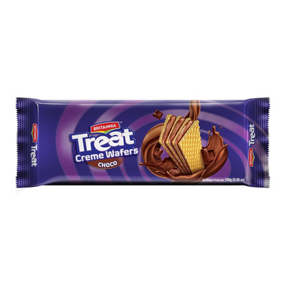 Britannia Treat Wafer Chocolate Flavor Crispy Layered Wafers with Rich Chocolate Cream Filling Indulgent Sweet Snack, Dessert- 150g (5.29 oz)