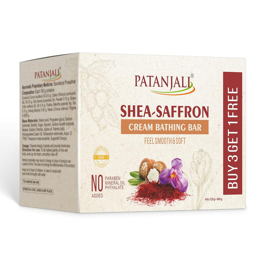 Shea Saffron Cream Bath Bar Soap 125g | Moisturizing Body Cleansing Bar | Pack of 4