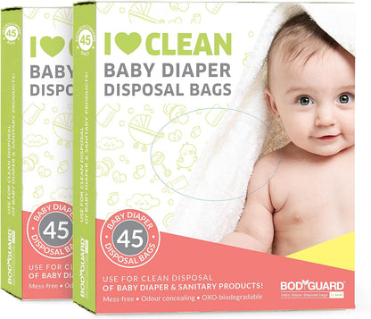 Bodyguard Baby Diaper Disposable Bag | Leak-Proof, Odor-Locking & Eco-Friendly Disposal Bags | Hygienic Waste Bags for Baby Diapers, Sanitary Products & Wet Wipes