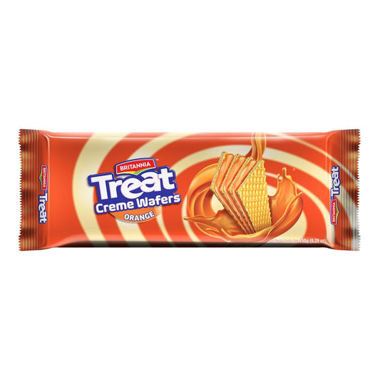 Britannia Treat Wafer Orange Flavor Crispy Layered Wafers with Zesty Orange Cream Filling Indulgent Sweet Snack, Dessert & Treat Individually Wrapped 28oz (Pack of 10)