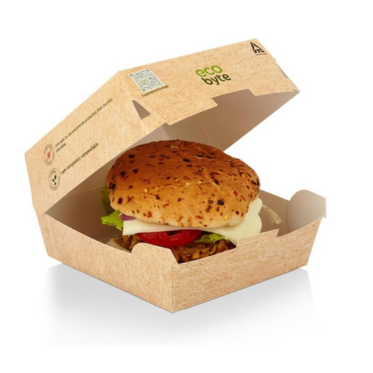 EcoByte ITC Whopper-Size Burger Box , Pack of 25 | Large Kraft Takeaway Boxes for Burgers, Sandwiches, or Street Food | Great for Cafes and Food Trucks