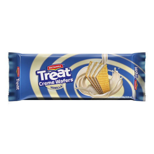 Britannia Treat Wafer Vanilla delivers a light and satisfying snack experience with crispy layers and smooth vanilla cream in every bite. This 28oz pack contains 10 individually wrapped wafers.