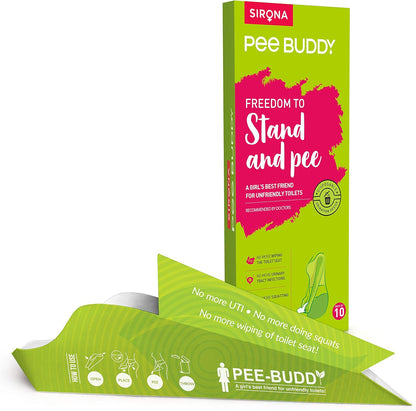 Sirona PeeBuddy Portable Female Urination Device | Disposable Female Urinal Funnel | Foldable, Waterproof & Hygienic | Ideal for Travel, Camping, Hiking, Road Trips & Public Restrooms