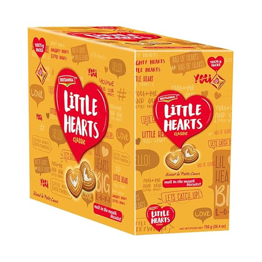 Britannia Little Hearts Biscuits 2.6oz (75g) - Soft and Delicious Biscuits - Kids Favorite Cookies (Pack of 1)