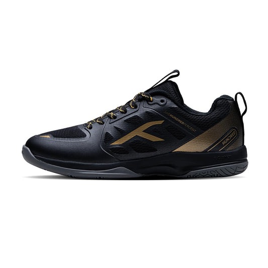 Hundred Velocity Z PBX Unisex Non-Marking Pickleball Shoes | Lightweight Comfort and Cushioned Grip for Indoor & Outdoor Court Play (Black/Gold)