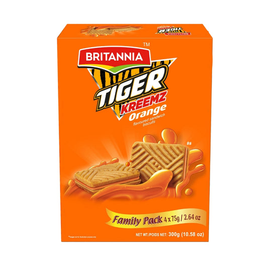 Britannia Tiger Kreemz Orange Cream Biscuits | Family Pack  300 gm (75*4) | Perfect Snack For Every Occasion