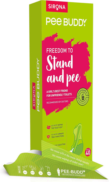 Sirona PeeBuddy Portable Female Urination Device | Disposable Female Urinal Funnel | Foldable, Waterproof & Hygienic | Ideal for Travel, Camping, Hiking, Road Trips & Public Restrooms