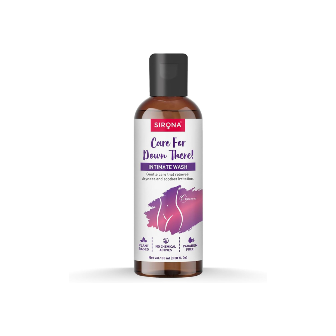 Sirona Natural pH Balanced Intimate Wash | 100 ml | Feminine Hygiene Cleanser with 5 Botanical Herbs | Gentle Daily Intimate Wash for pH Balance & Sensitive Skin