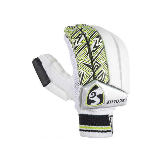 SG Ecolite Batting Gloves | White | One Size | Cotton, PVC | Men | Comfortable Fit | Durable Construction | Breathable Material | Lightweight Design | Ideal for Adult Cricketers