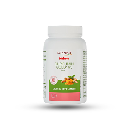 Patanjali Nutrela Curcumin Gold+ with Salai Guggul & Black Pepper - 95% Curcuminoids Turmeric Supplement - Joint Support & Inflammation Relief - 120 Vegetarian Capsules