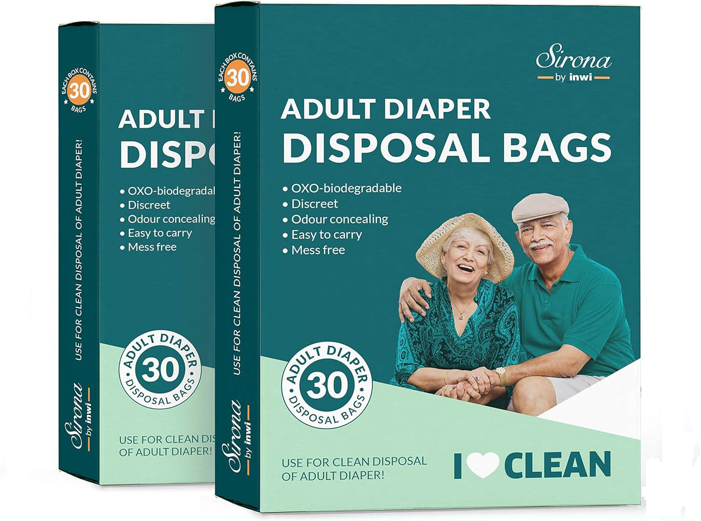 Sirona Adult Diaper Waste Bags | 60 Count | Leak-Proof, Odor-Locking & Oxo-Biodegradable Disposal Bags | Opaque Hygiene Bags for Adult & Baby Diapers, Sanitary Products & Pet Waste