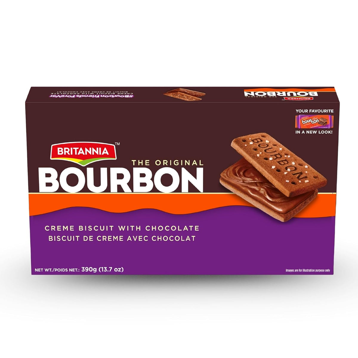 Britannia The Original Bourbon Chocolate Crème Biscuits, Classic Chocolate Sandwich Cookies, 390g (13.7 oz)