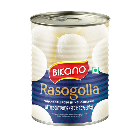 Bikano Rasgulla 1kg | Soft & Spongy Bengali Sweet | Ready to Eat Tin Rasgulla | Traditional Indian Mithai | Perfect for Festivals, Gifting & Everyday Indulgence