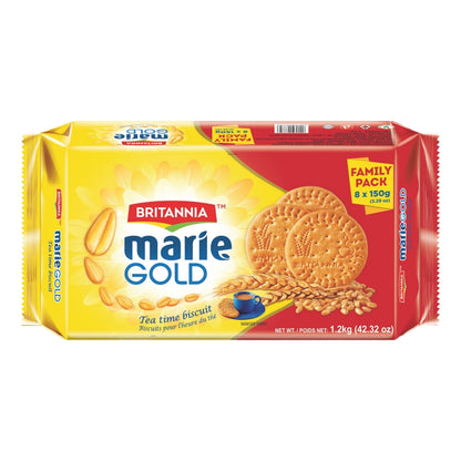 Britannia Marie Gold Biscuits Light & Crispy Tea-Time Snack Classic Grocery Biscuits 42.32oz (1.2kg) Pack of 1
