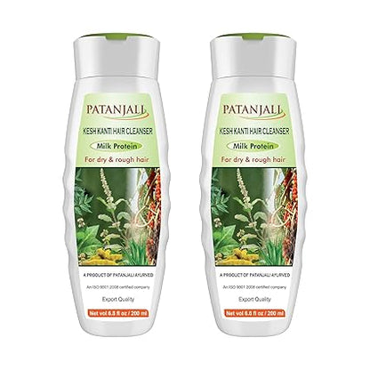 patanjali Kesh Kanti Milk Protein Hair Cleanser Shampoo, 200ml / 6.8 fl oz - (Pack of 2)