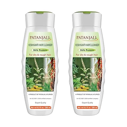patanjali Kesh Kanti Milk Protein Hair Cleanser Shampoo, 200ml / 6.8 fl oz - (Pack of 2)