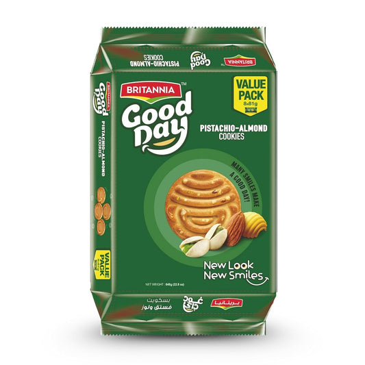 Britannia Good Day Pistachio Almond Cookies Value Pack, 22.8 oz (648g) – Crunchy Nutty Biscuits, Perfect Tea-Time & Anytime Snack