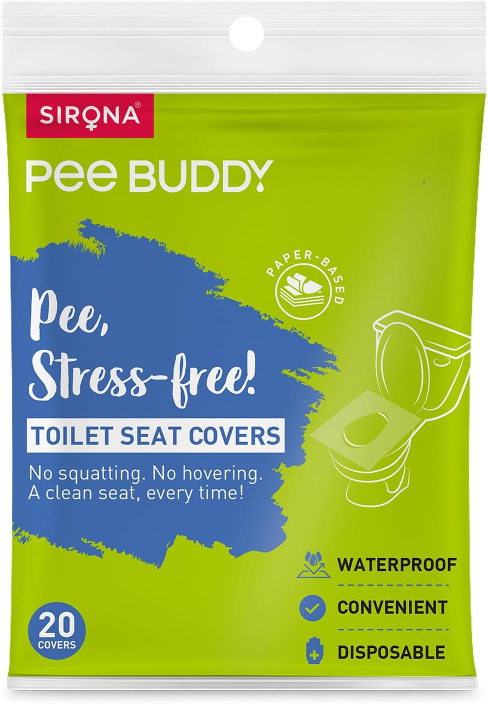 PEE BUDDY Flushable Disposable Toilet Seat Covers | Pack of 20 | Hygienic Paper Toilet Seat Covers for Women, Kids & Pregnant Women | Travel-Friendly for Public Restrooms