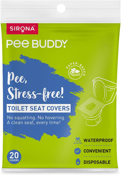 PEE BUDDY Flushable Disposable Toilet Seat Covers | Pack of 20 | Hygienic Paper Toilet Seat Covers for Women, Kids & Pregnant Women | Travel-Friendly for Public Restrooms