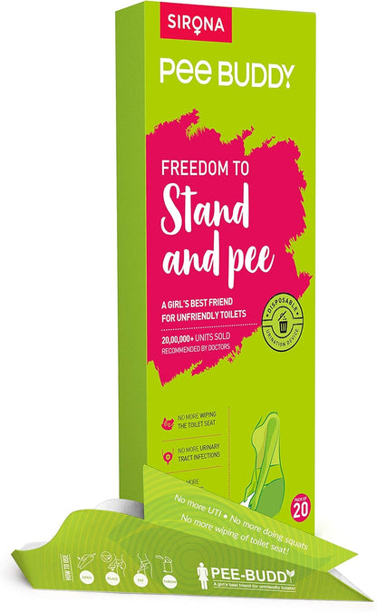 Sirona PeeBuddy Portable Female Urination Device | Disposable Female Urinal Funnel | Foldable, Waterproof & Hygienic | Ideal for Travel, Camping, Hiking, Road Trips & Public Restrooms