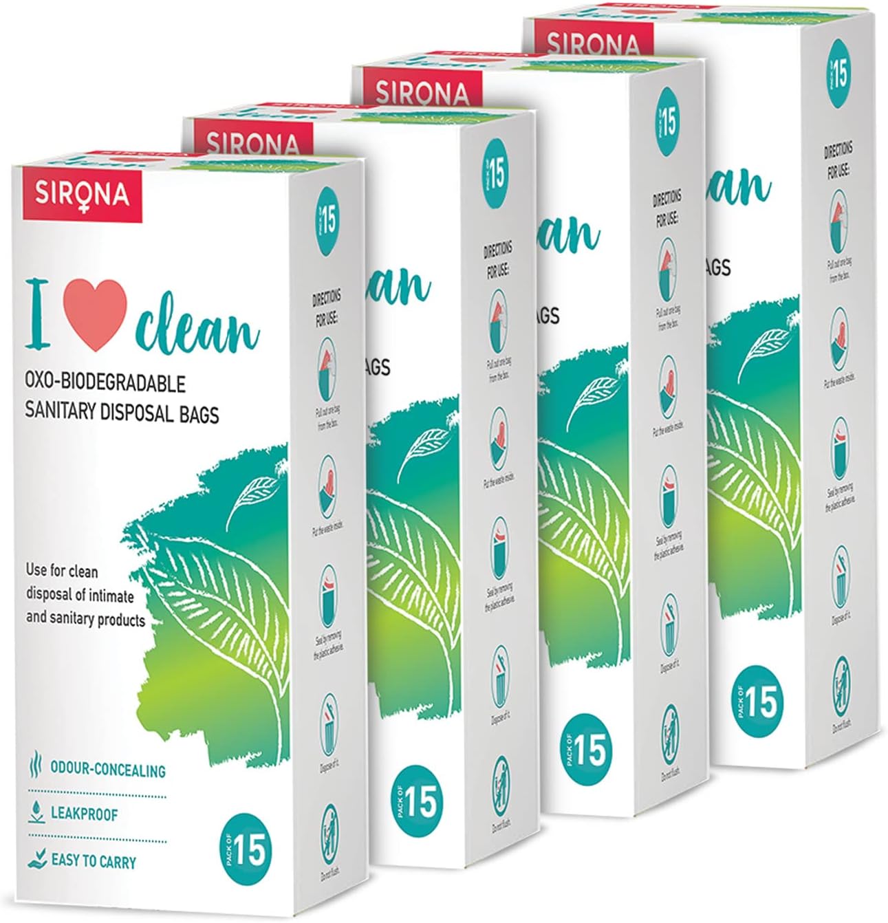 Sirona Personal Disposal Bags | Leak-Proof, Odor-Sealing & Oxo-Biodegradable Hygiene Disposal Bags | Discreet Bags for Sanitary Pads, Tampons, Panty Liners, Condoms & Personal Waste