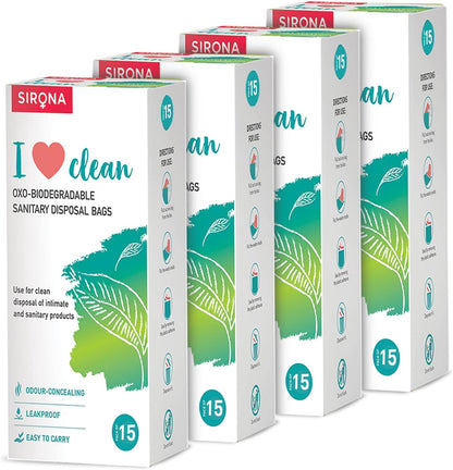 Sirona Personal Disposal Bags | Leak-Proof, Odor-Sealing & Oxo-Biodegradable Hygiene Disposal Bags | Discreet Bags for Sanitary Pads, Tampons, Panty Liners, Condoms & Personal Waste