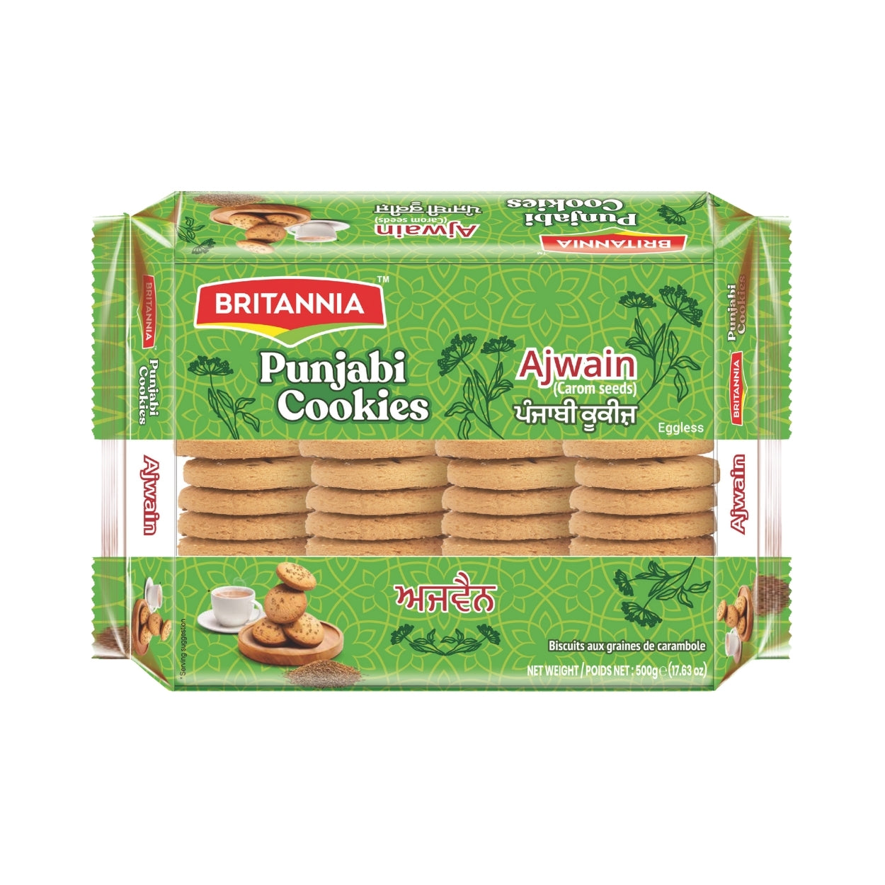 Britannia Punjabi Cookie with Aromatic Ajwain Flavor | Pack - 500GM | Traditional Indian Biscuits | Crunchy Snack Perfect with Tea or Coffee