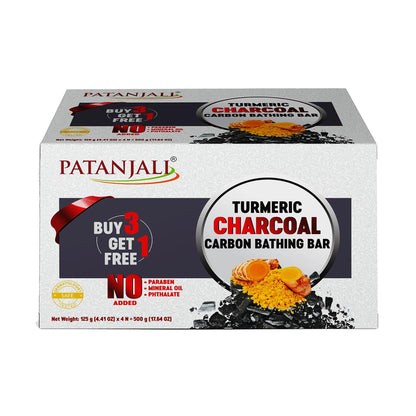 Patanjali Turmeric Charcoal Body Cleanser Bar 125g | Detoxifying Herbal Soap with Activated Charcoal & Turmeric | Deep Cleansing for Oily, Acne‑Prone & Dull Skin