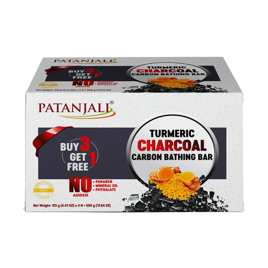 Patanjali Turmeric Charcoal Body Cleanser Bar 125g | Detoxifying Herbal Soap with Activated Charcoal & Turmeric | Deep Cleansing for Oily, Acne‑Prone & Dull Skin