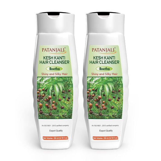 Patanjali Kesh Kanti Reetha Hair Cleanser Shampoo for Dry Hair, Sulfate Free, Herbal Ayurvedic Reetha Shampoo, 200ml Pack of 2 (400ml Total)