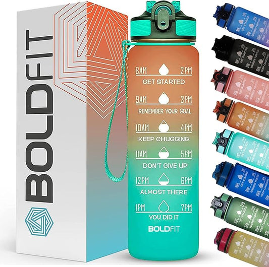 Boldfit Sipper Bottle for Adults - Water Bottle with Motivational Time Markers for Kids, School Boys, Girls, Sports Water Bottles for Gym with Measurement BPA Free Water Bottles