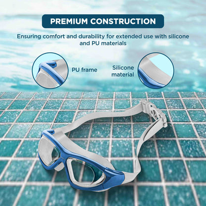 Endless EL1007 Premium Swimming Goggle with Anti-Fog and UV Protection | Material : Silicon, PU | Stylish 180 Degree Wide View Glasses | Soft Silicone Gasket for Leak Proof | With Hard Case