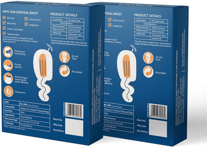 Sirona Condom & Tampon Disposal Bags | Leak-Proof, Odor-Locking Opaque Bags | Discreet Sanitary Disposal Bags for Tampons, Condoms & Small Personal Waste