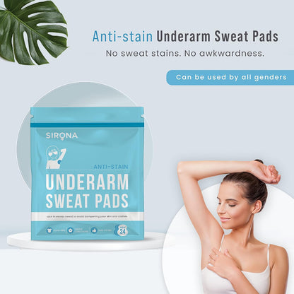 Sirona Disposable Underarm Sweat Pads | Self-Adhesive, High Absorbency Sweat Shields | Invisible Underarm Pads for Men & Women | Odor & Sweat Protection
