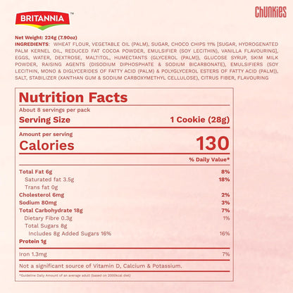 Britannia Good Day Soft Baked Choco Chip Cookies Rich Chocolate Flavor Soft & Chewy Snack Perfect for Kids & Adults 7.05oz (200g)