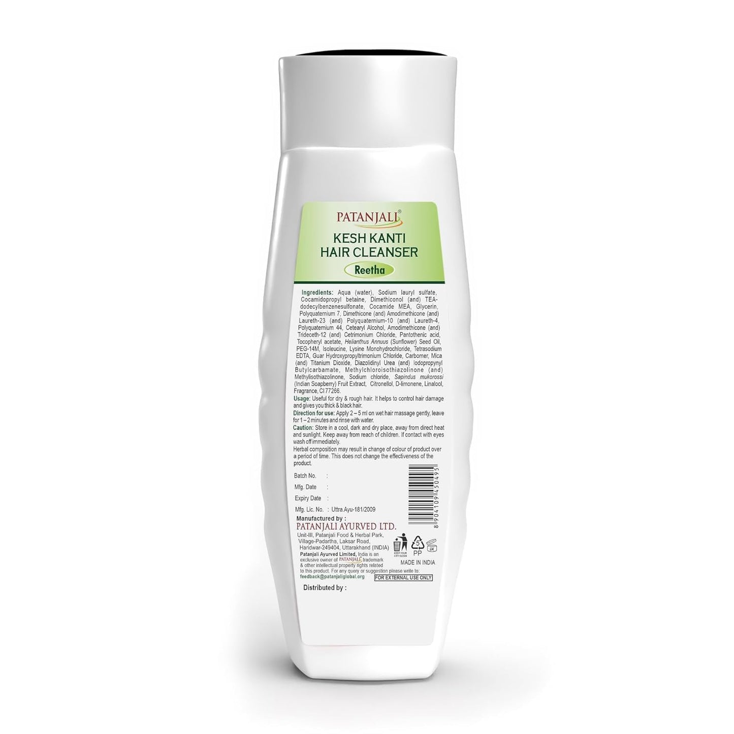 Patanjali Kesh Kanti Reetha Hair Cleanser Shampoo for Dry Hair, Sulfate Free, Herbal Ayurvedic Reetha Shampoo, 200ml Pack of 2 (400ml Total)