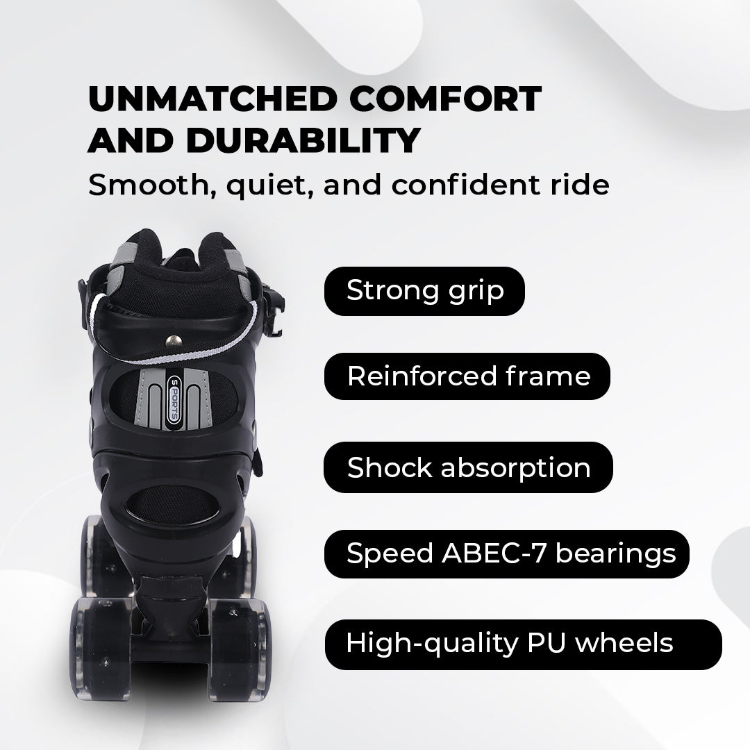 Endless EL1029 Adjustable Roller Skates for 3 to 6 Years | Strong Chassis and 70 mm PU Four Flashing Wheels | ABEC 7 Bearings | Indoor and Outdoor