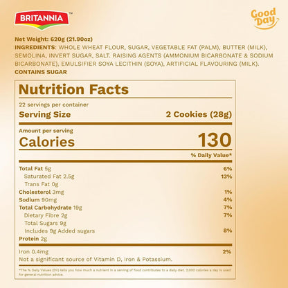 BRITANNIA Punjabi Cookies 21.90oz (620g) - Whole Wheat Cookies - Healthy, Delicious & Crispy - Breakfast & Tea Time Snacks (Pack of 1)