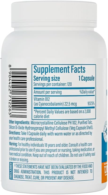 Patanjali Nutrela Vitamin B12 22.5 MCG Capsules - Natural Energy & Nerve Support Supplement - with Moringa & Aloe Vera - 120 Vegetarian Capsules
